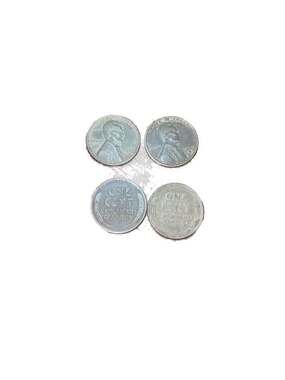 Lot of 4 1943 Steel Lincoln Wheat Pennies WWII Era